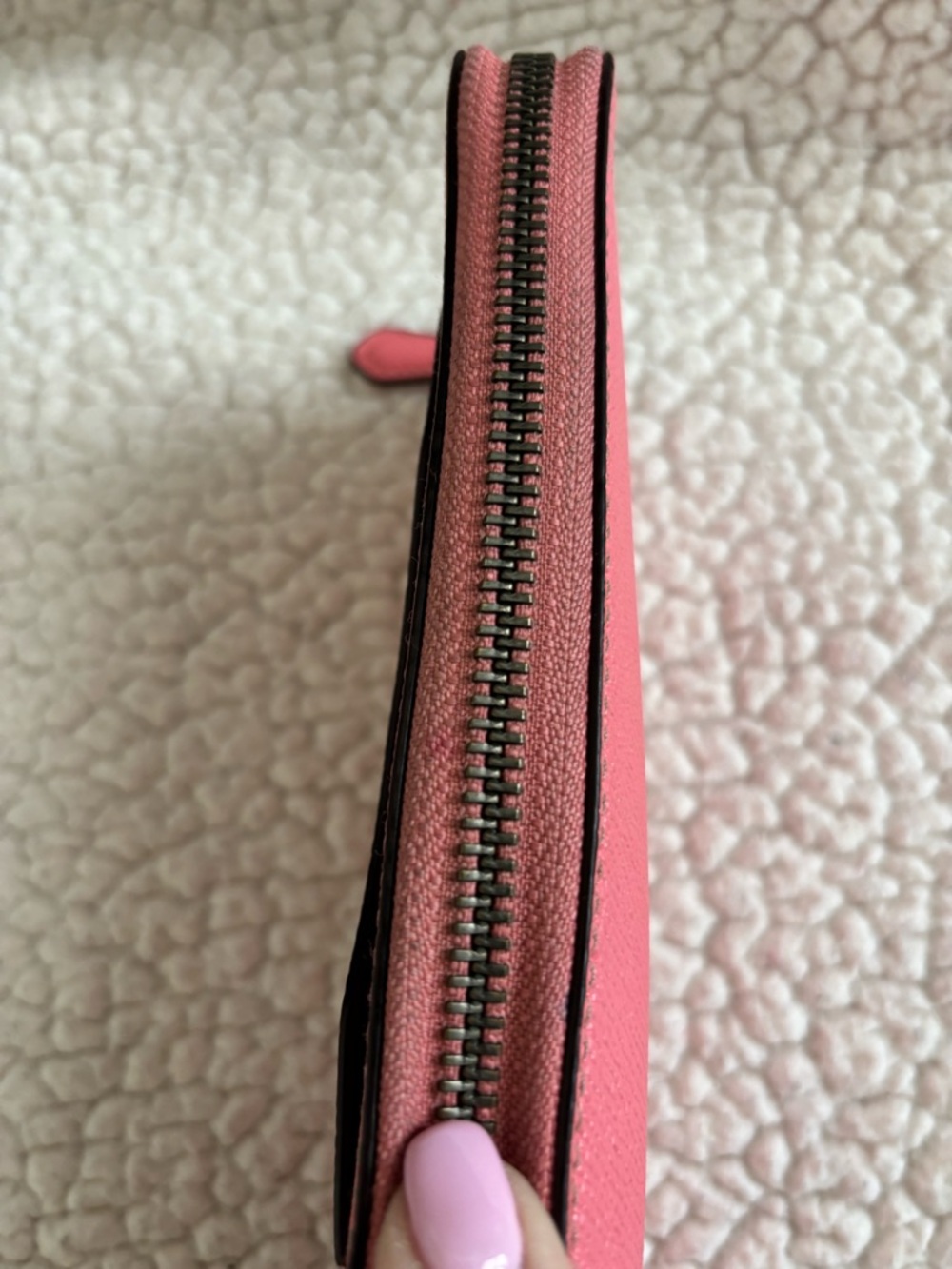 COACH Hot Neon Pink Lemonade Leather Zip Wallet - Picture 5 of 14